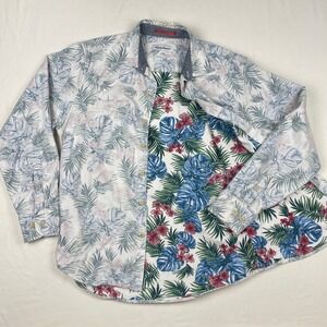 Tommy Bahama Mens M Reversible Print Tropical Palm Monstera Button Down Shirt